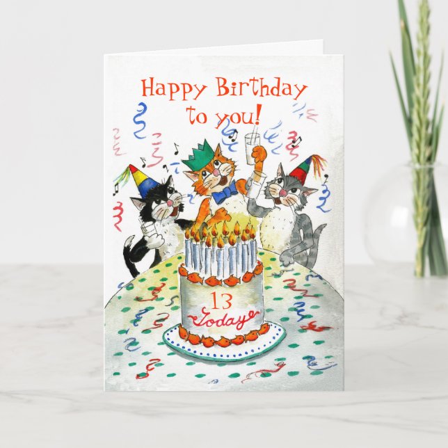Tarjeta de cumpleaños de personalizable - Fiesta d (Anverso)