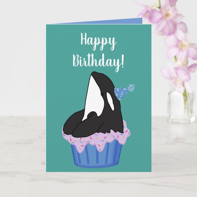 Tarjeta de cumpleaños de personalizable Orca Kille (Orquídea)