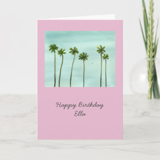Tarjeta de cumpleaños de personalizable Palm Trees