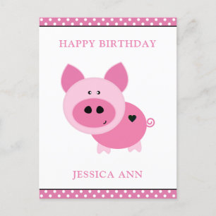 Tarjeta de cumpleaños de Personalizado de cerdo ro