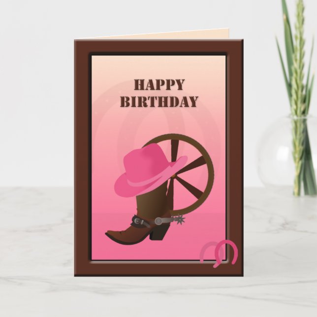 Tarjeta de cumpleaños de Personalizado de Cowgirl  (Anverso)
