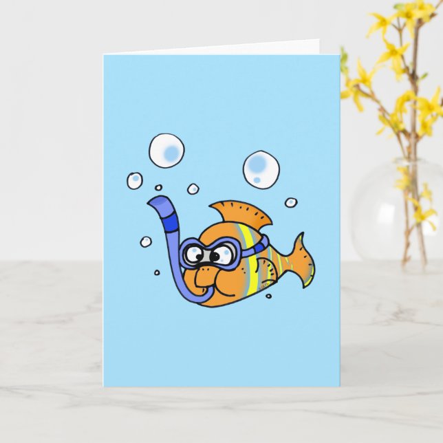 tarjeta de cumpleaños de personalizado de pescado  (flor amarilla)