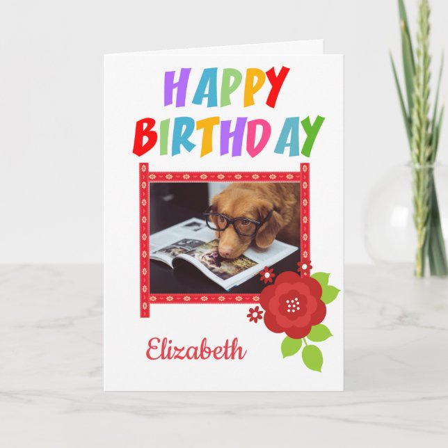 Tarjeta de cumpleaños de personalizado Photo Dog (Anverso)