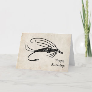 Tarjeta de cumpleaños de pesca aérea abstracta