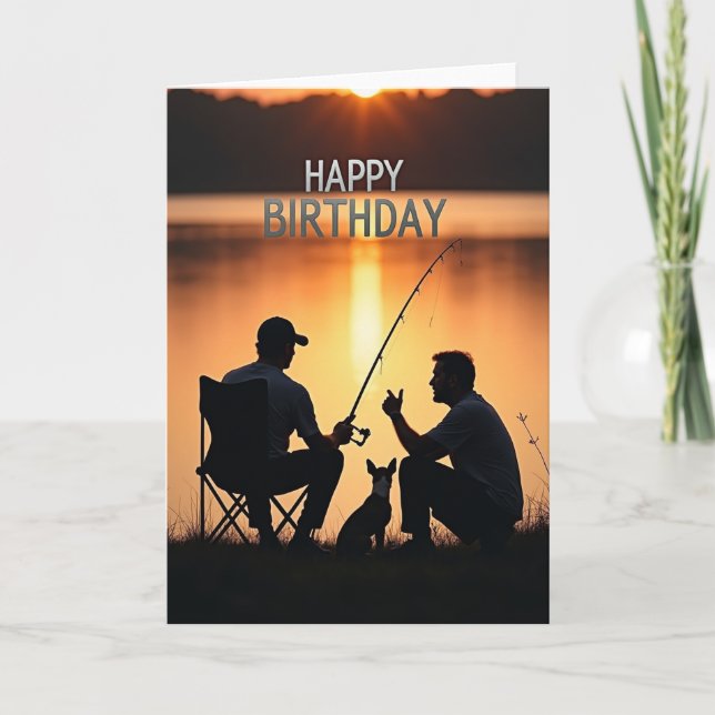 Tarjeta de cumpleaños de pesca al crepúsculo (Anverso)