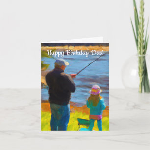 Tarjeta de cumpleaños de pesca de papá e hija
