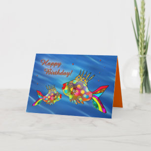 Tarjeta de cumpleaños de pescado de color