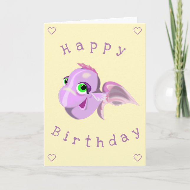 Tarjeta de cumpleaños de pescado feliz (Anverso)