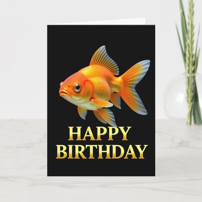 TARJETA DE CUMPLEAÑOS DE PESCADO ROJO PRIMER PLANO (Anverso)