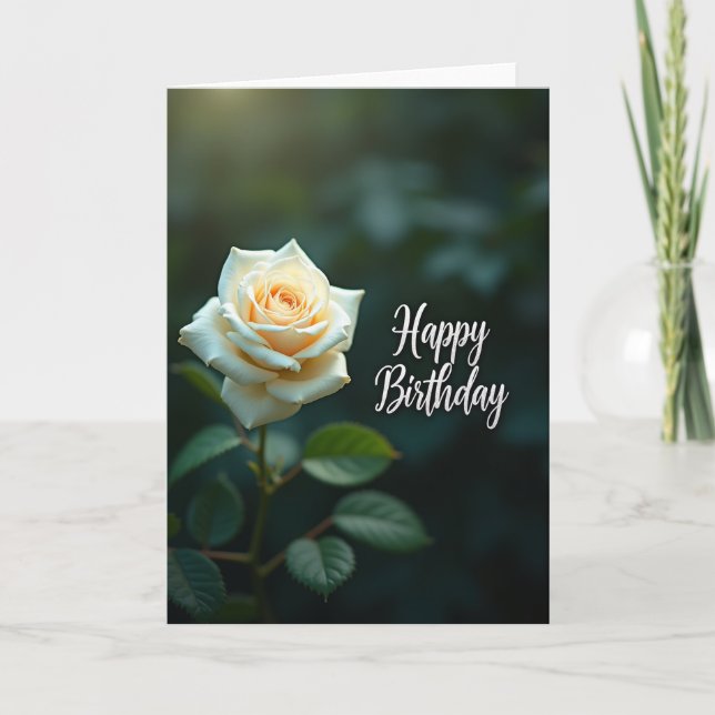 Tarjeta de cumpleaños de pétalo cremoso (Anverso)