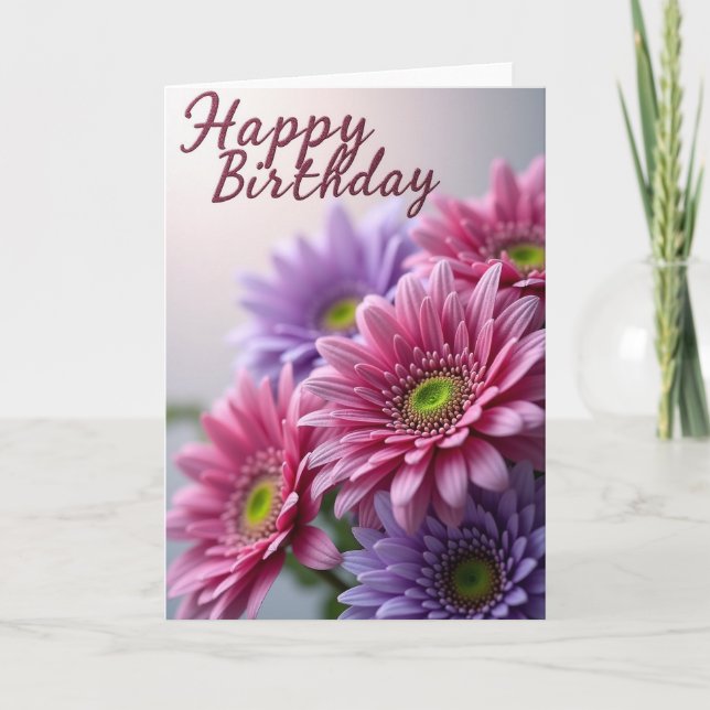 Tarjeta de cumpleaños de pétalos de lavanda (Anverso)
