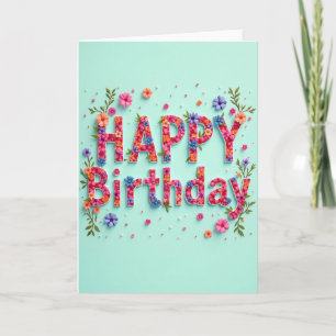 Tarjeta de cumpleaños de pétalos vibrantes