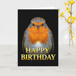 TARJETA DE CUMPLEAÑOS DE PETIRROJO EN PRIMER PLANO