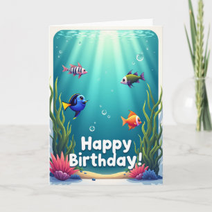 Tarjeta de cumpleaños de pez Aqua