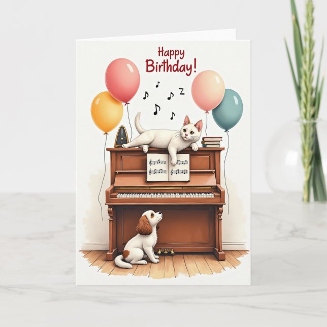 Tarjeta de cumpleaños de piano (Anverso)