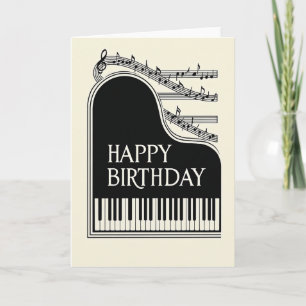Tarjeta de cumpleaños de piano alegre
