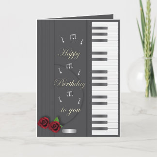 Tarjeta de cumpleaños de piano negra