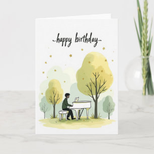 Tarjeta de cumpleaños de piano pacífico