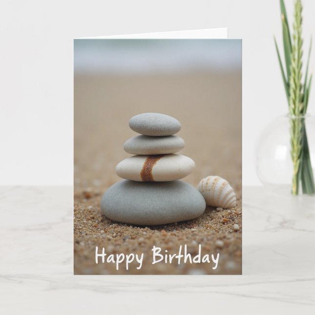 Tarjeta de cumpleaños de piedra apilada (Anverso)