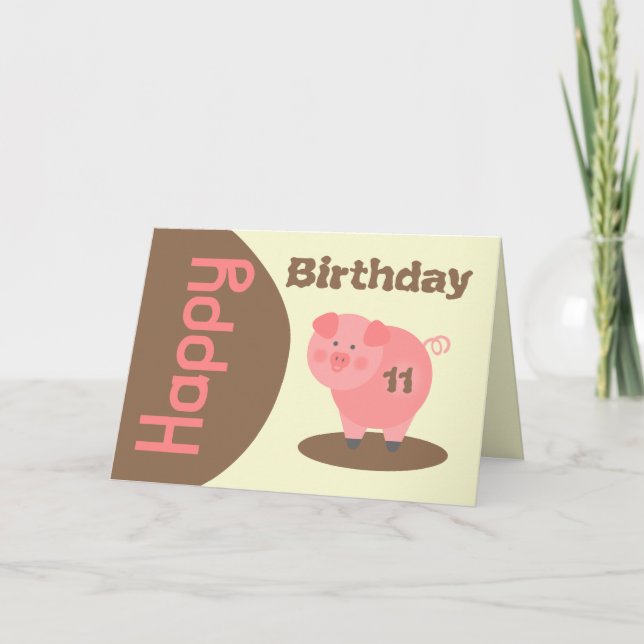 Tarjeta de cumpleaños de Pig Mud Puddle (Anverso)