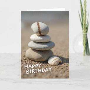 Tarjeta de cumpleaños de pila de piedras pacíficas