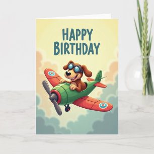 Tarjeta de cumpleaños de piloto de perro