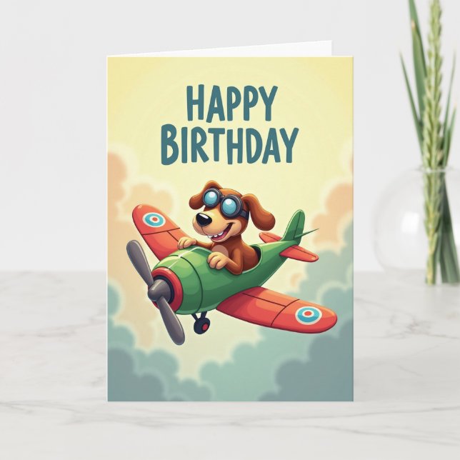 Tarjeta de cumpleaños de piloto de perro (Anverso)