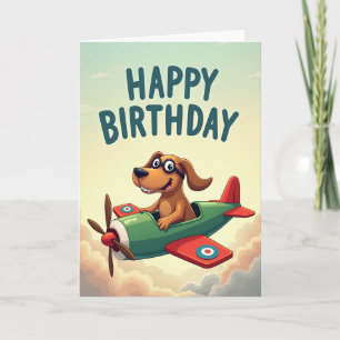 Tarjeta de cumpleaños de piloto de perro alegre