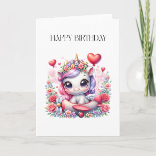 Tarjeta de cumpleaños de piloto de unicornio