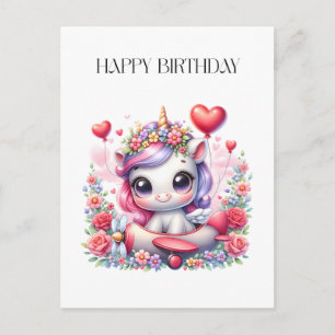Tarjeta de cumpleaños de piloto de unicornio