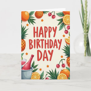 Tarjeta de cumpleaños de piña y cereza