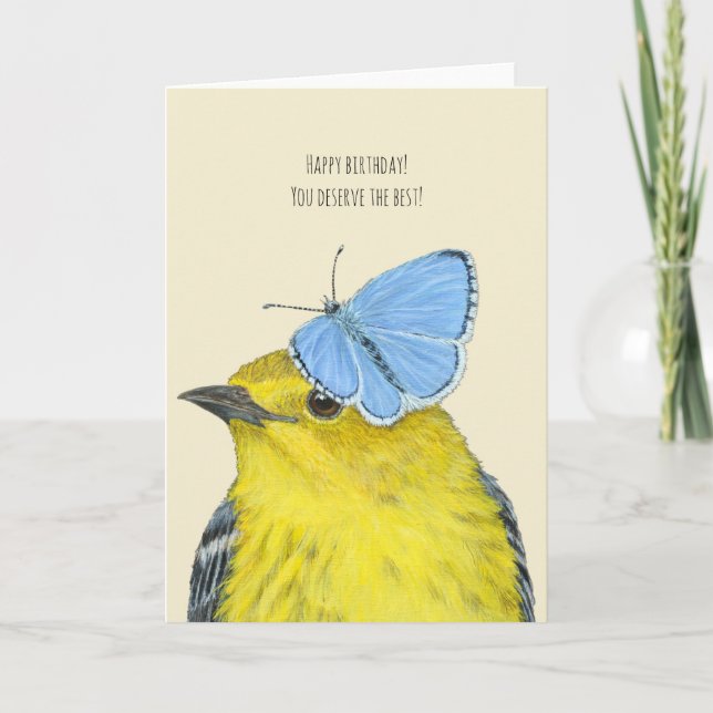 Tarjeta de cumpleaños de Pine Warbler (Anverso)