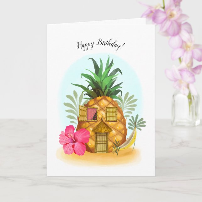 Tarjeta de cumpleaños de Pineapple Beach House (Orquídea)