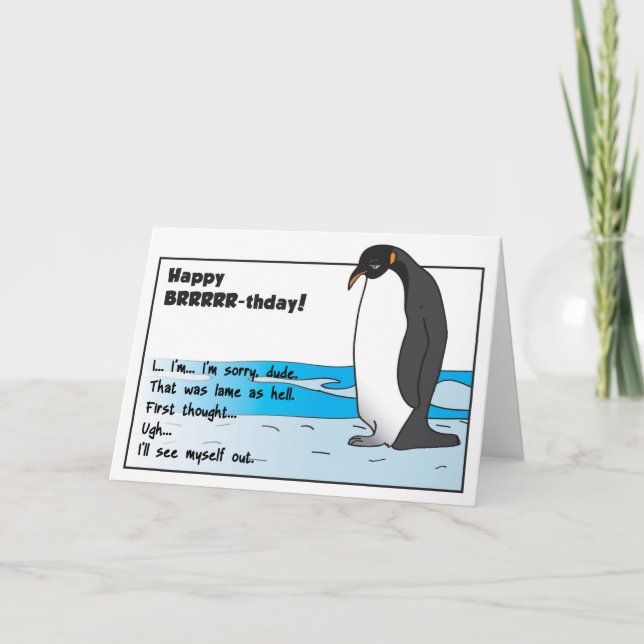 Tarjeta de cumpleaños de Pingüino Triste (Anverso)