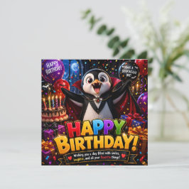 Tarjeta de cumpleaños de pingüino vampiro