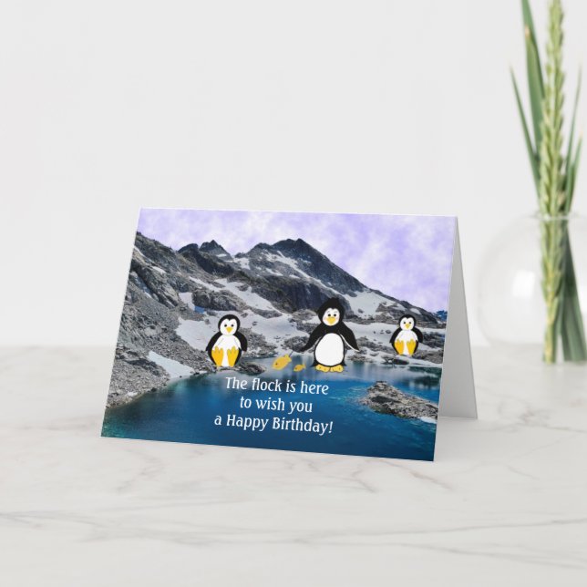Tarjeta de cumpleaños de pingüinos geniales (Anverso)