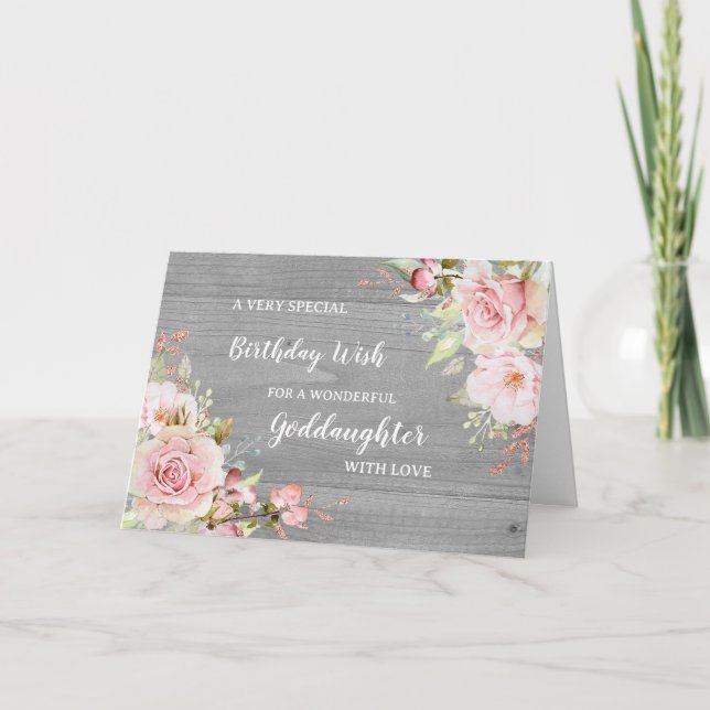 Tarjeta de cumpleaños de Pink Flowers Godgirl (Anverso)