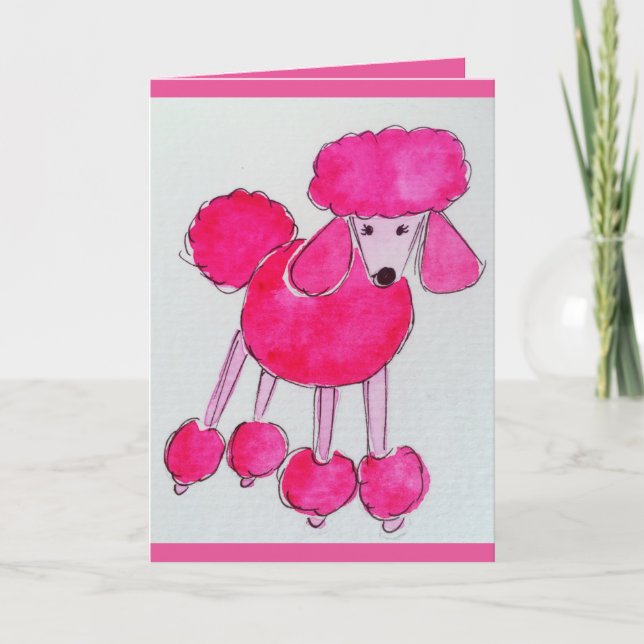 Tarjeta de cumpleaños de Pink Poodle (Anverso)
