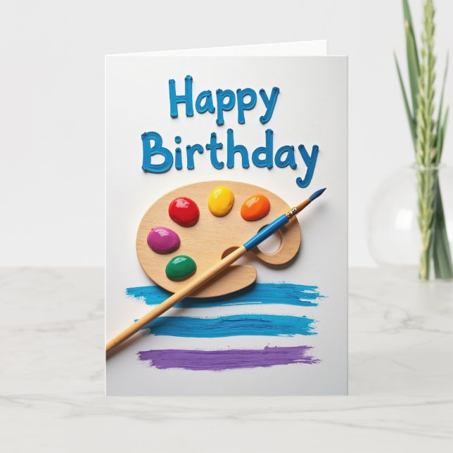 Tarjeta de cumpleaños de pintura creativa (Anverso)