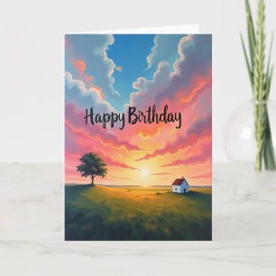 Tarjeta de cumpleaños de pintura del cielo