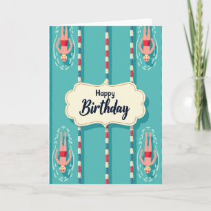Tarjeta de cumpleaños de piscina alegre