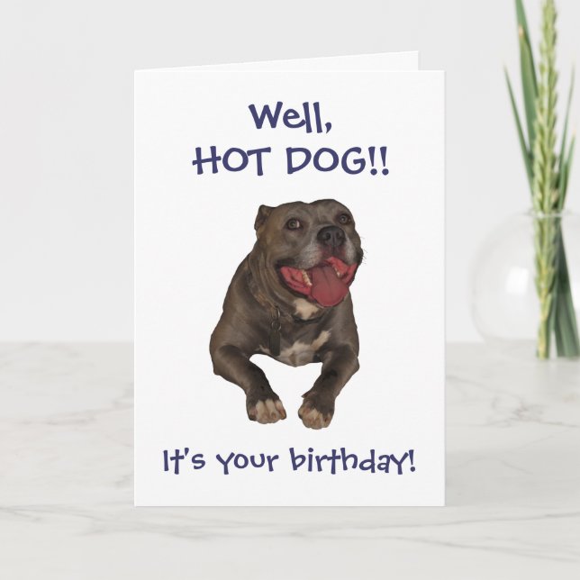 Tarjeta de cumpleaños de Pitbull del perrito (Anverso)