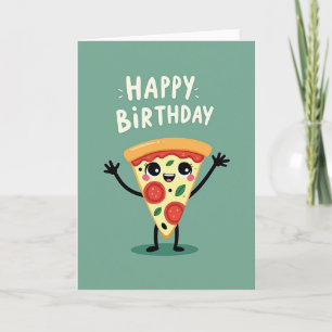 Tarjeta de cumpleaños de pizza caprichosa