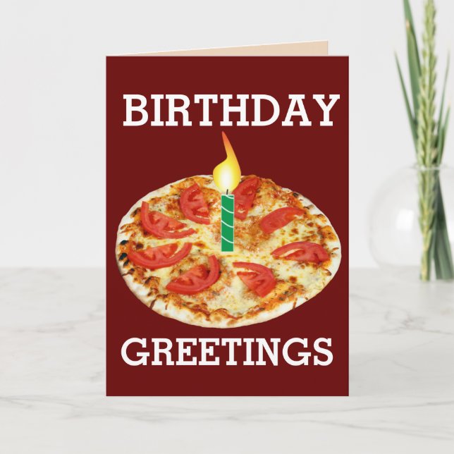 TARJETA DE CUMPLEAÑOS DE PIZZA VEGETARIANA (Anverso)