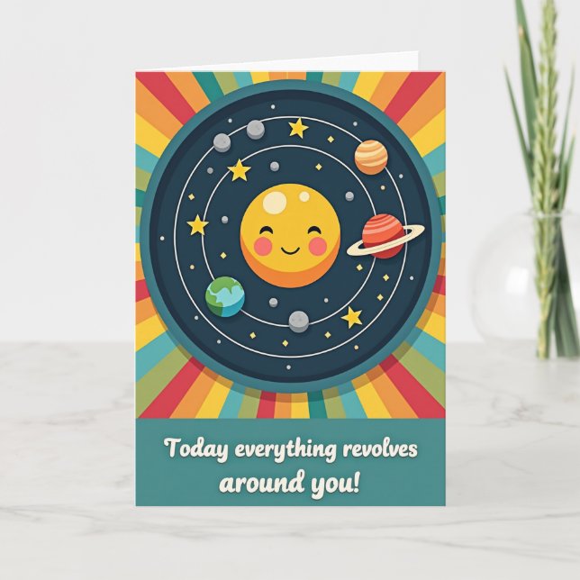 Tarjeta de cumpleaños de planetas celestes (Anverso)