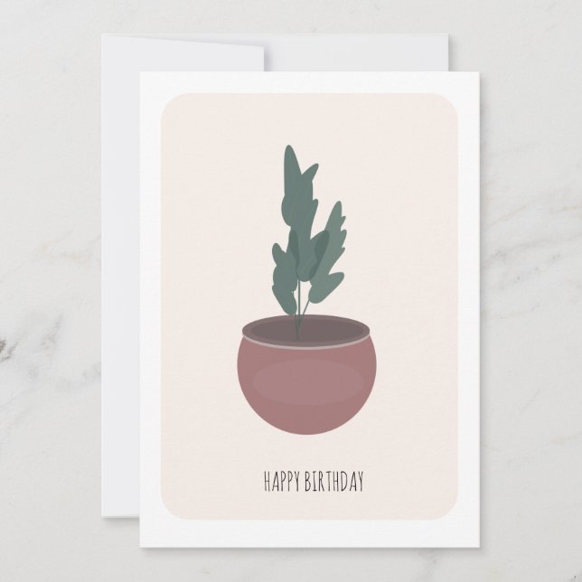 Tarjeta de cumpleaños de planta alta frondosa (Anverso)