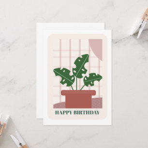 Tarjeta de cumpleaños de planta de hoja de Monster