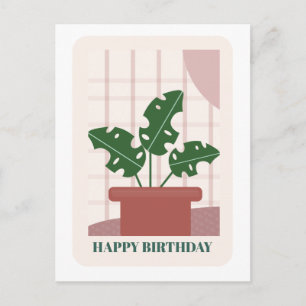 Tarjeta de cumpleaños de planta de hoja de Monster