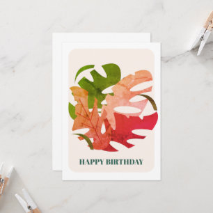 Tarjeta de cumpleaños de planta de hoja vibrante