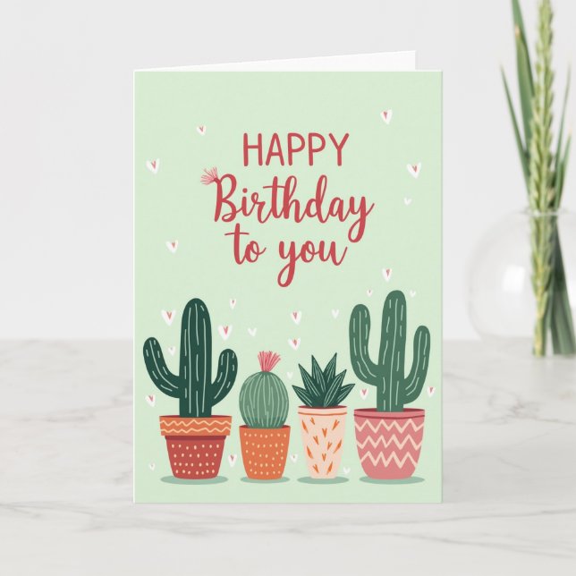 Tarjeta de cumpleaños de planta del desierto dulce (Anverso)